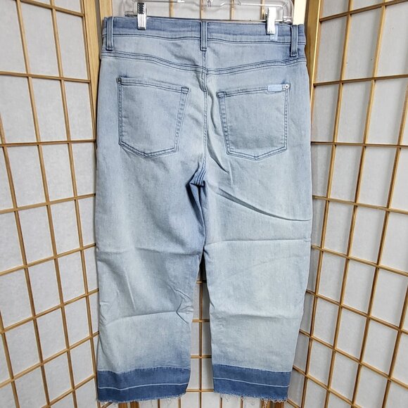 7 for all Mankind Cropped Alexa style two-tone jeans with raw ankles size 32 EUC - Picture 2 of 10